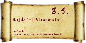 Bajári Vincencia névjegykártya